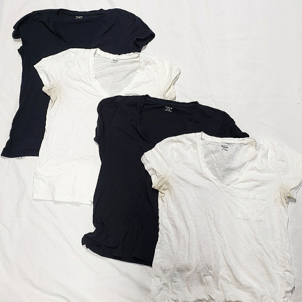MADEWELL Set of 5 shirts V-Neck Black and White Size Small